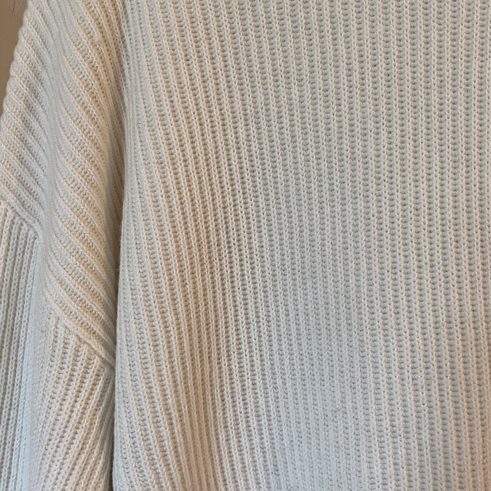 LILYSILK Women's Ribbed Turtleneck Wool Sweater Cream Size M - Picture 7 of 12